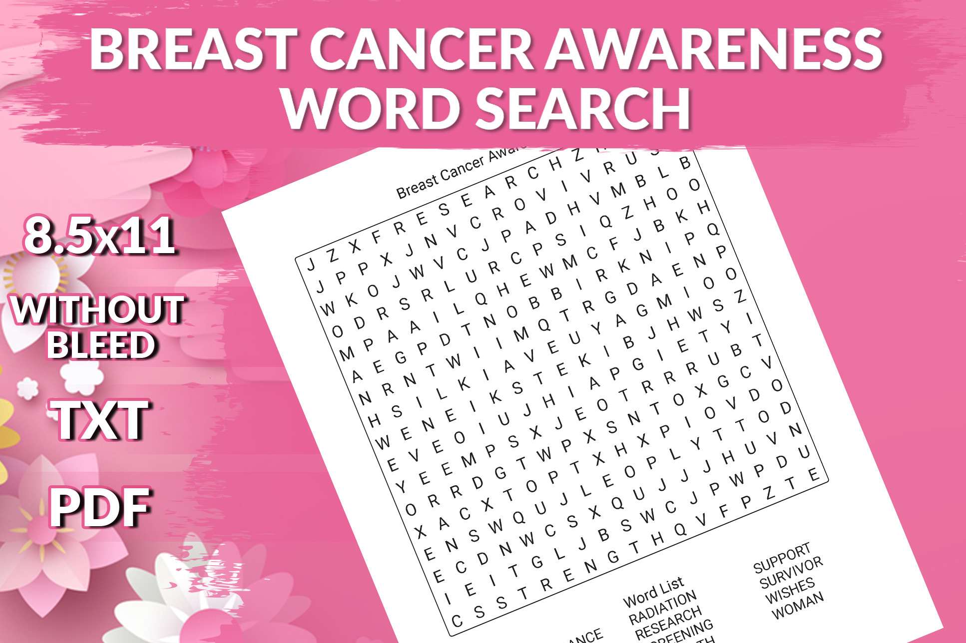 Breast Cancer Awareness Word Search Breast Cancer Awareness Word Search