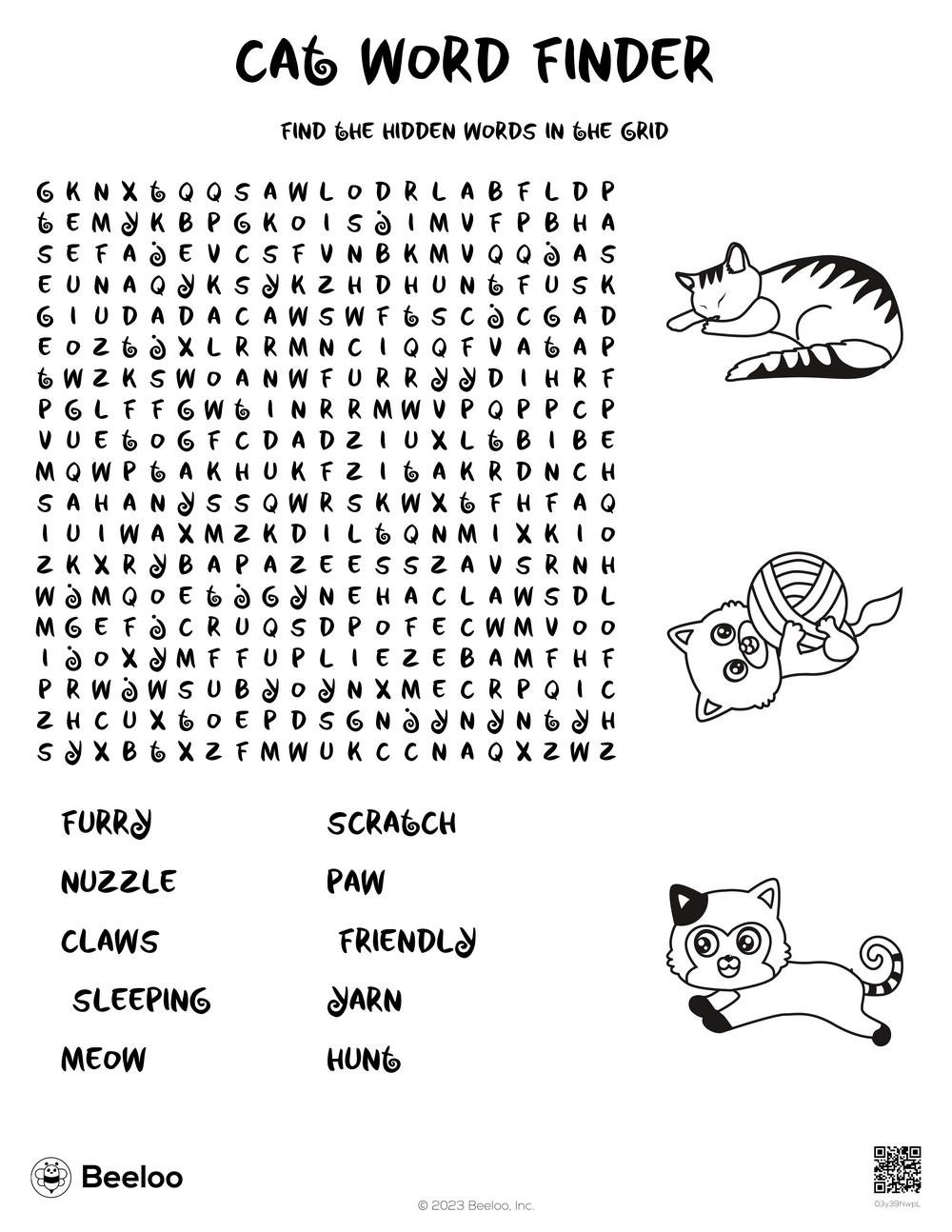 Cat Wordsearch Cat Wordsearch