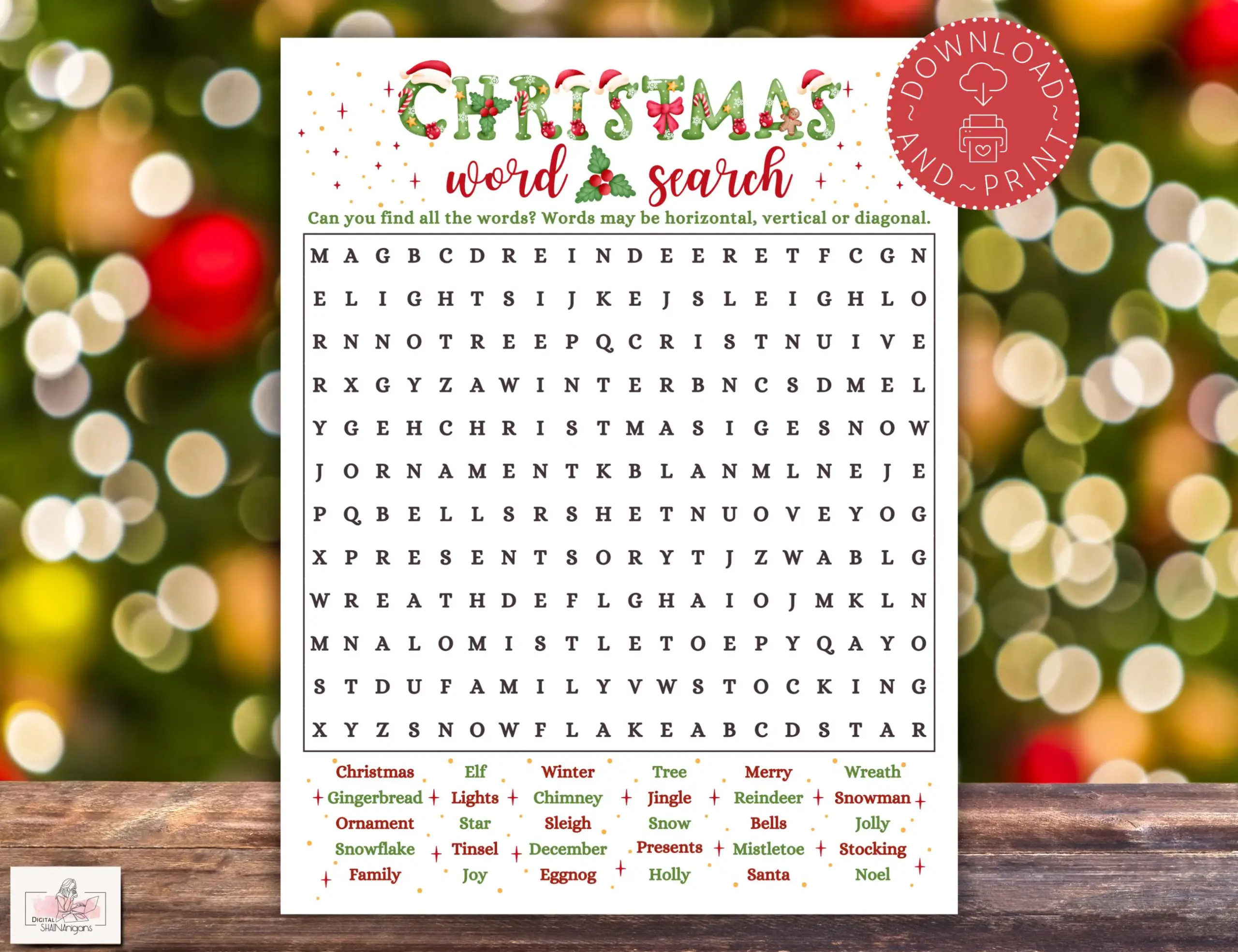 Christmas Word Search Game Printable