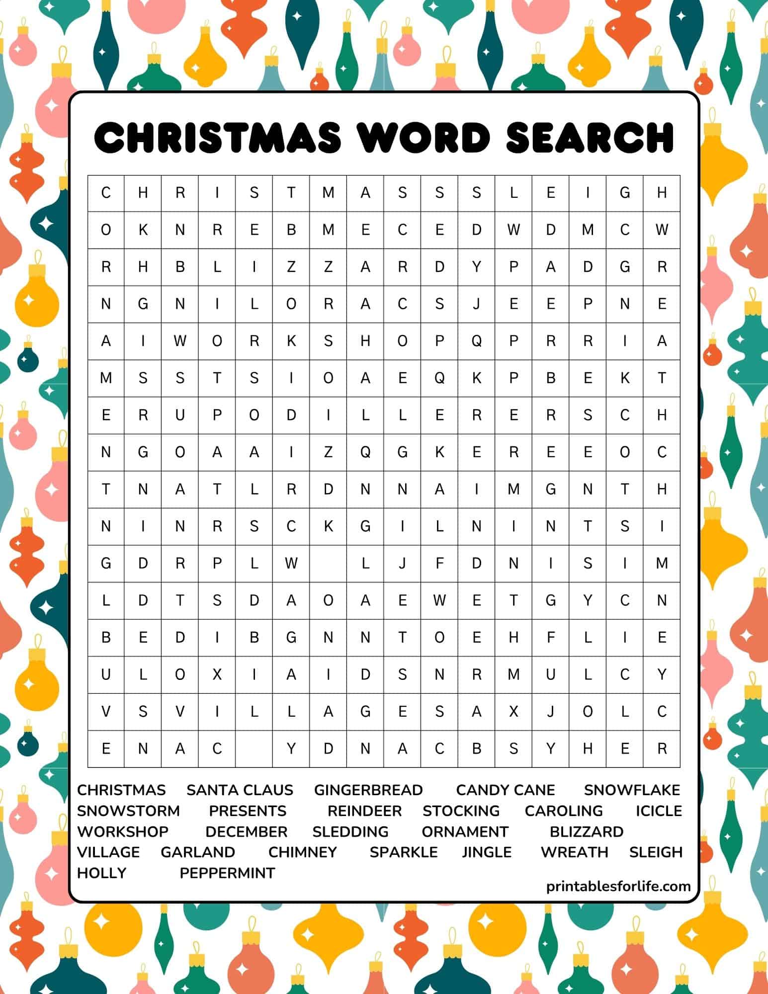 Christmas Word Search Christmas Word Search