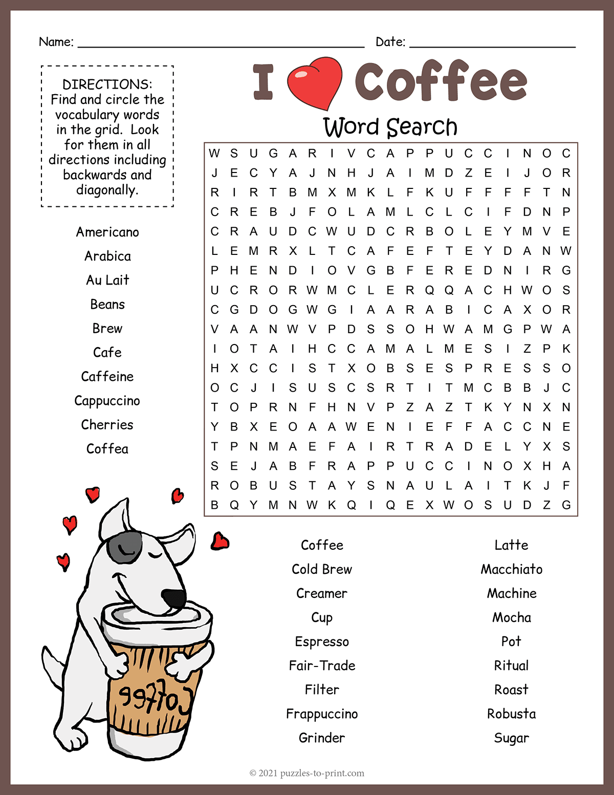 Coffee Word Search shtml Coffee Word Search shtml