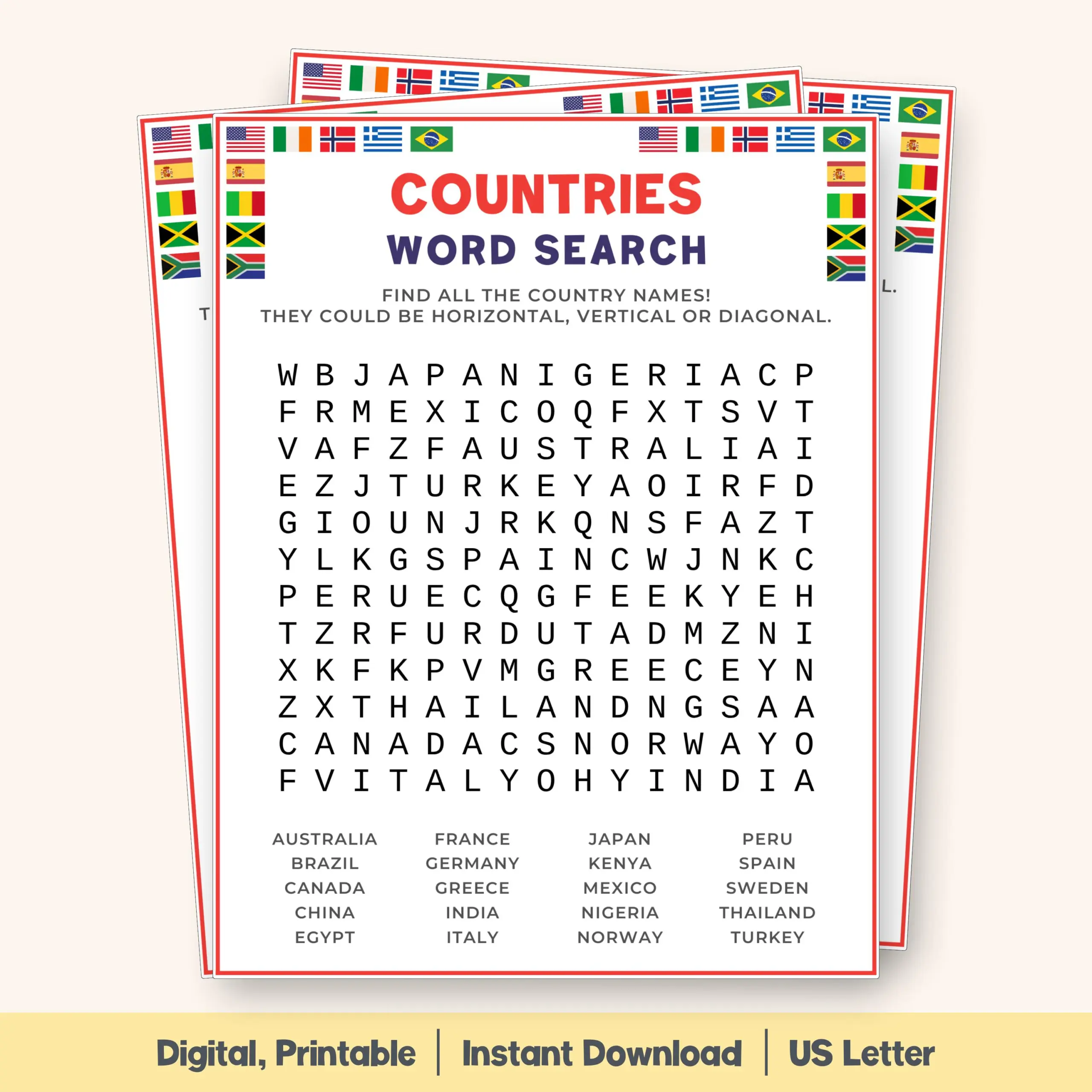 Countries Word Search Game International Countries Word Search Game International