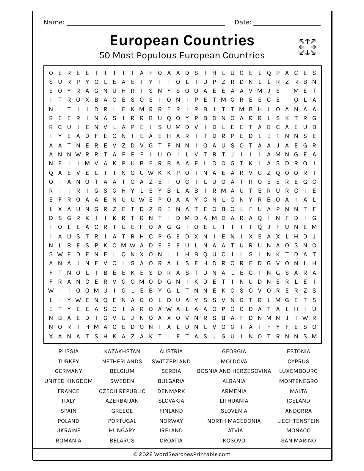 printable word search countries printable word search countries