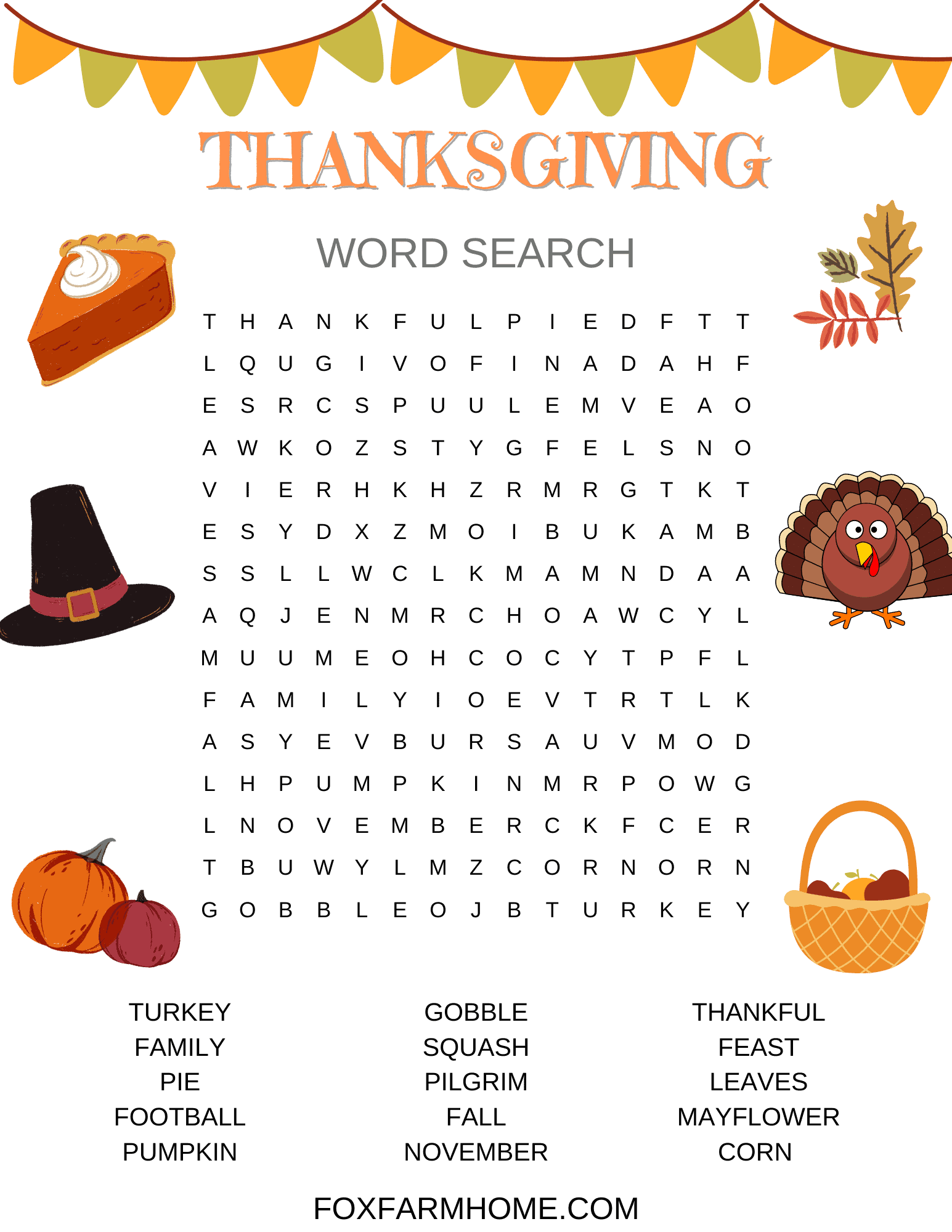Free Thanksgiving Word Search Printable For Kids Free Thanksgiving Word Search Printable For Kids