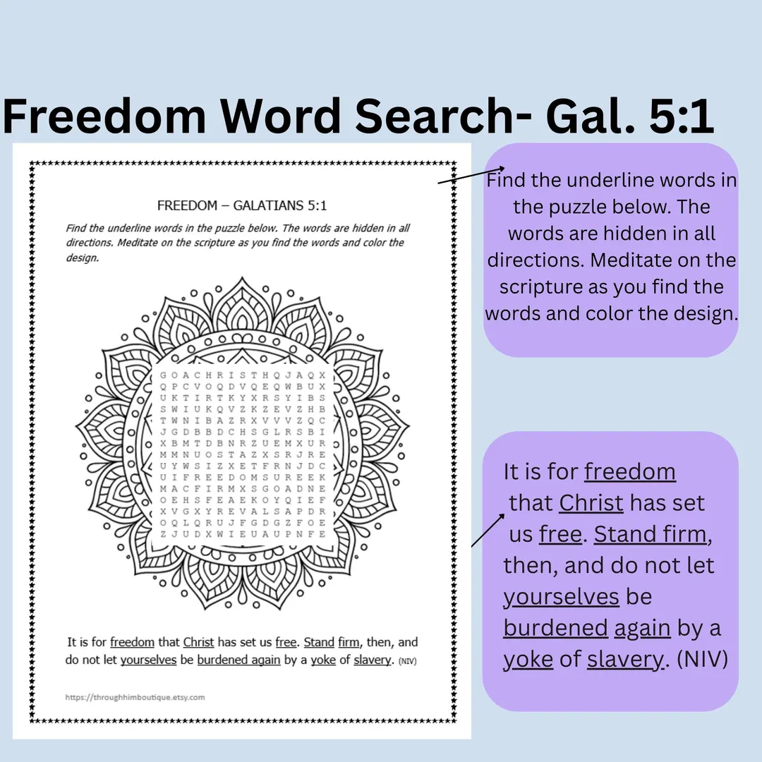 Freedom Bible Verse Word Search