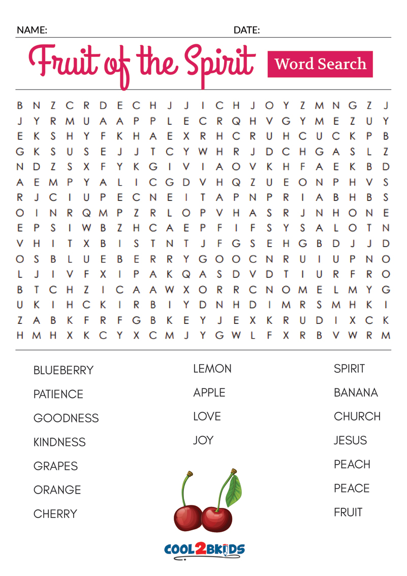 Fruit Of The Spirit Word Search