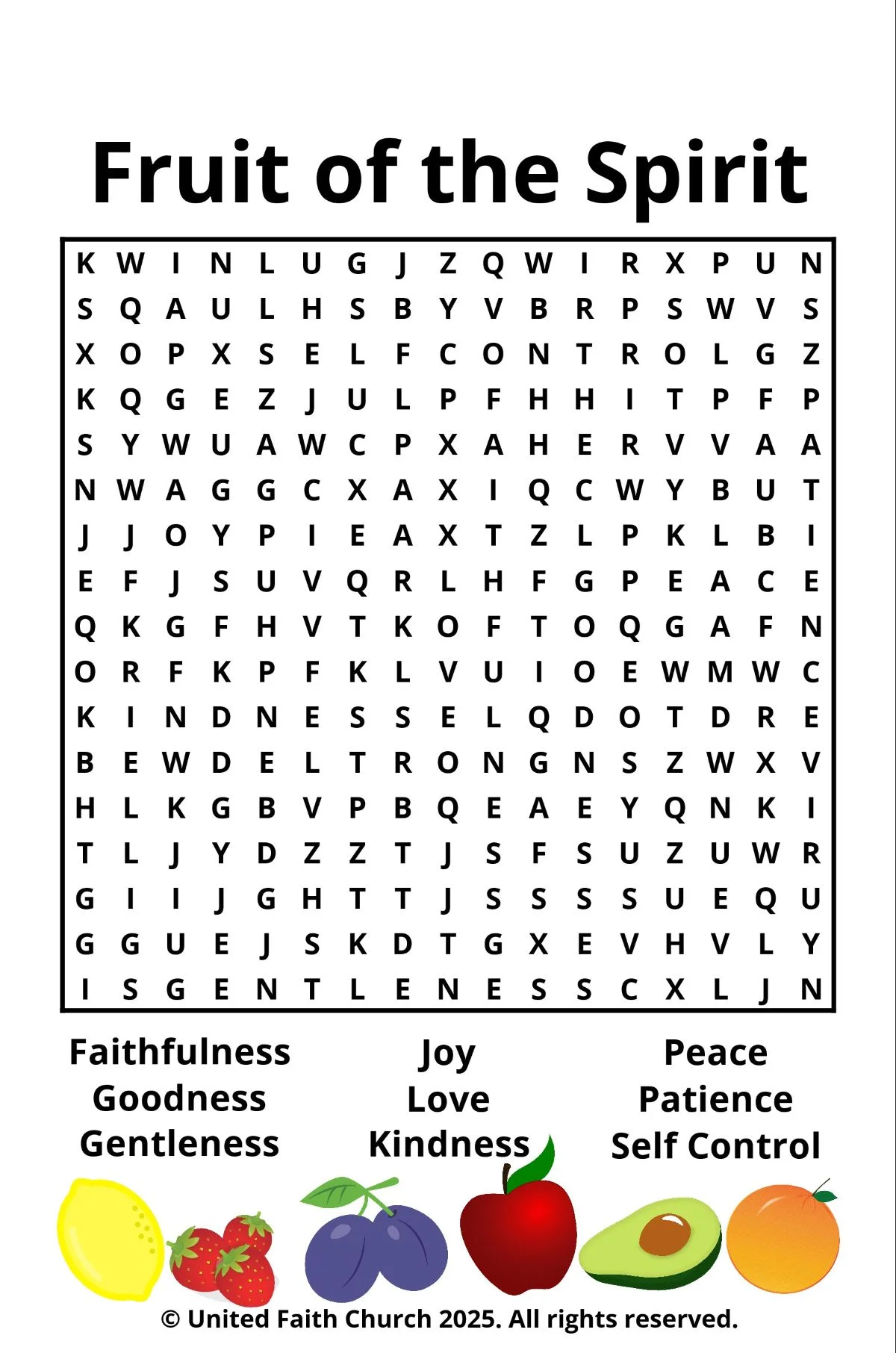 fruit of the spirit word search printable