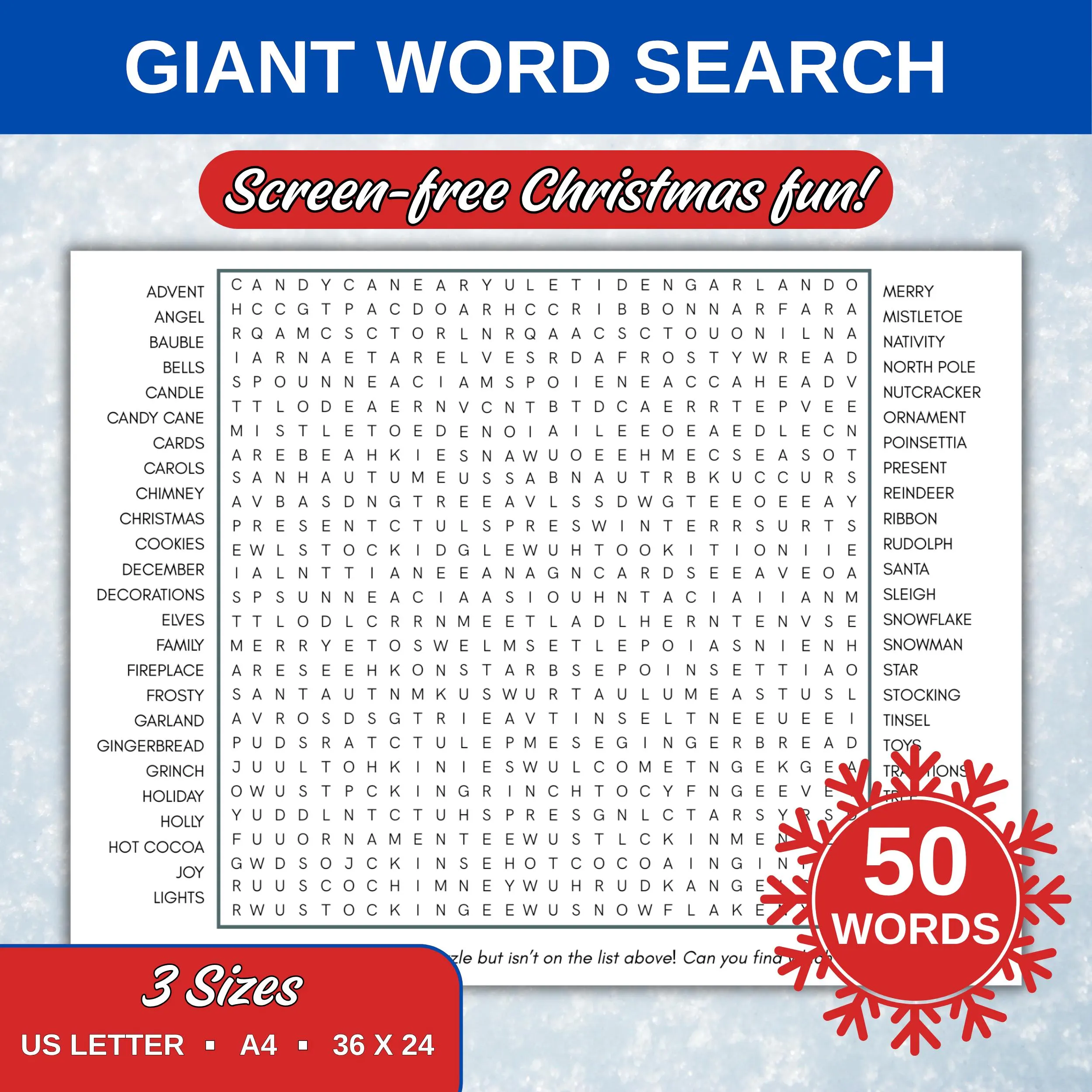 Giant Christmas Word Search 50 Words