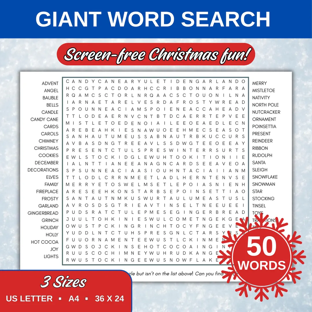 Giant Christmas Word Search 50 Words