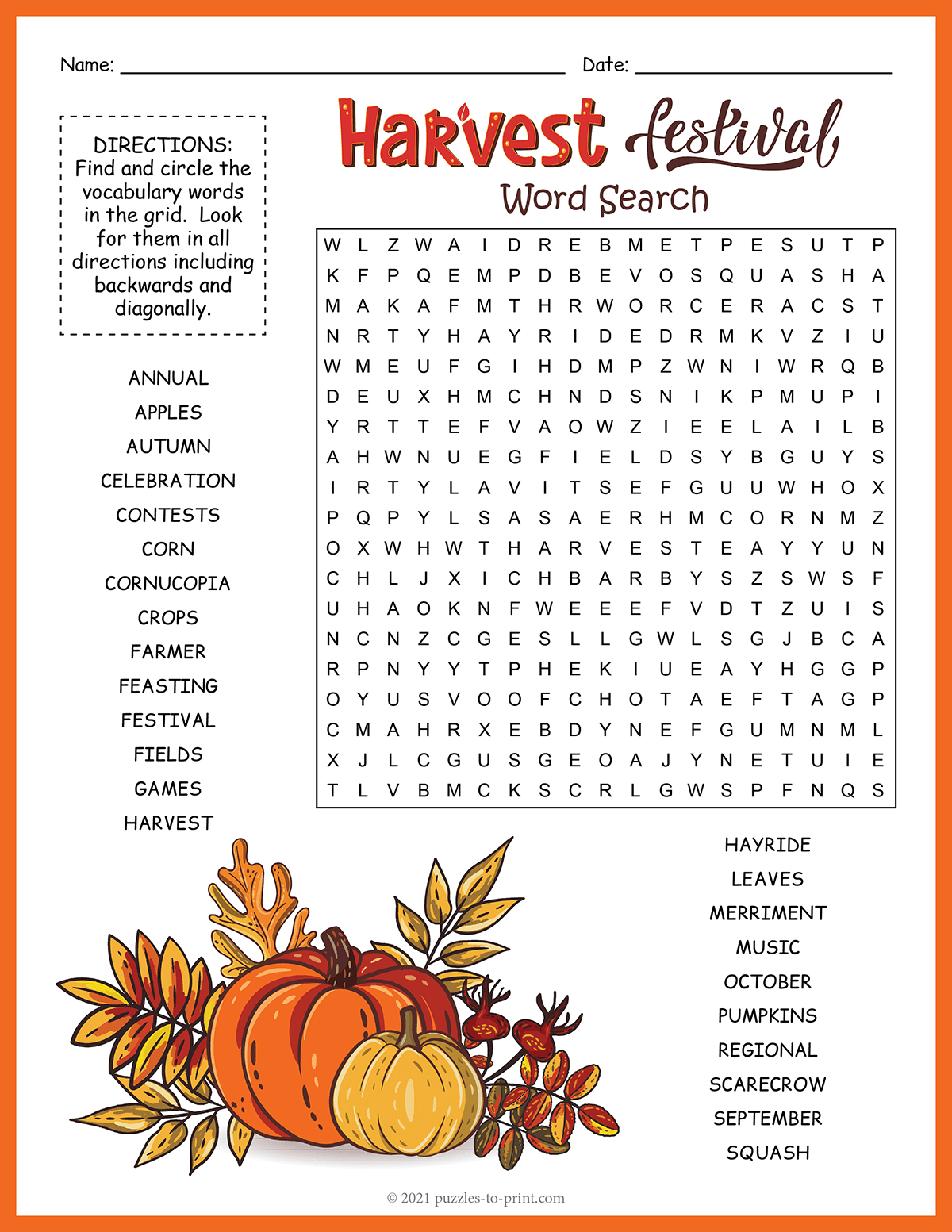 Harvest Festival Word Search shtml Harvest Festival Word Search shtml