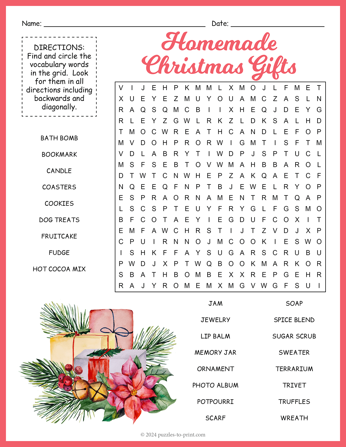 Homemade Christmas Gifts Word Search shtml Homemade Christmas Gifts Word Search shtml