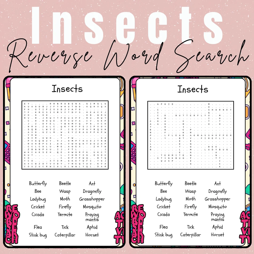 Insects Reverse Word Search No Prep Printable Activity Worksheet Insects Reverse Word Search No Prep Printable Activity Worksheet