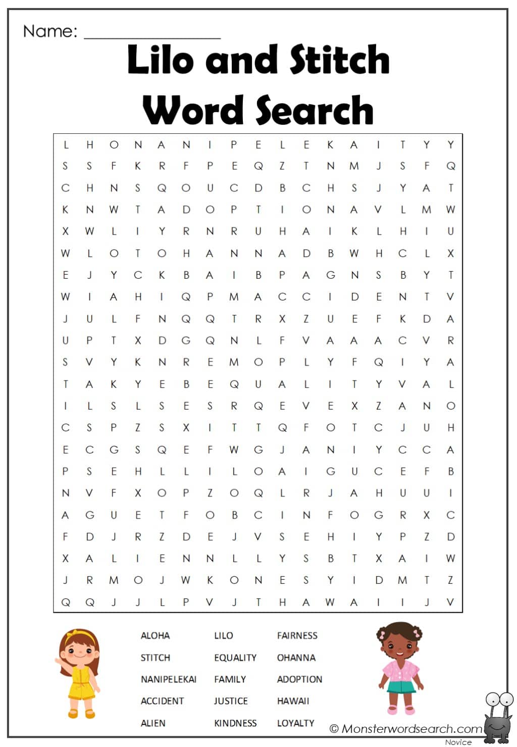 Lilo And Stitch Word Search