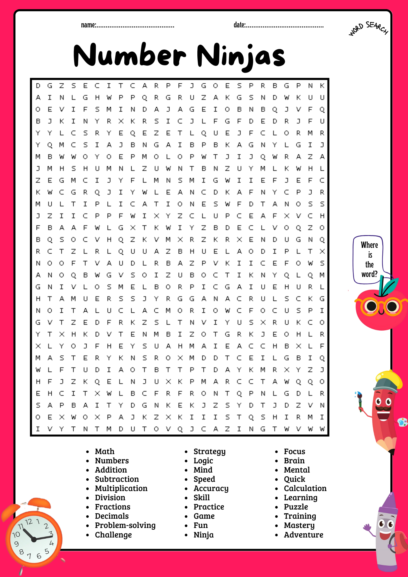 printable number word search printable number word search