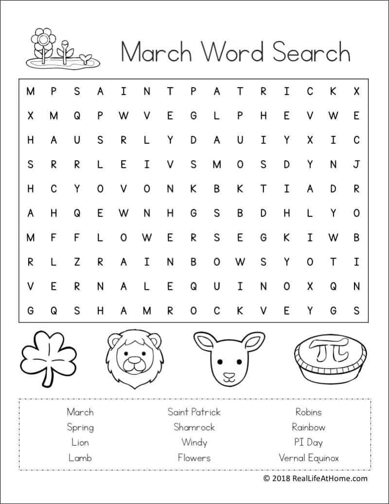 printable word search march