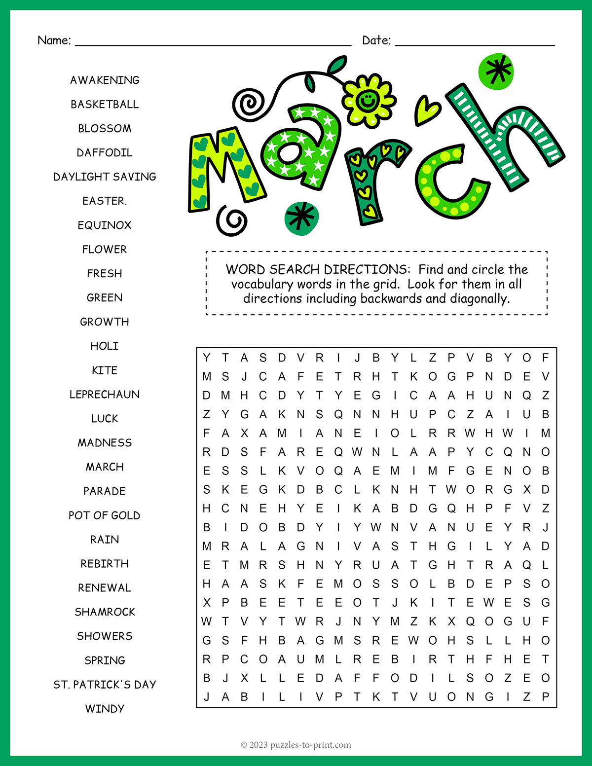 March Word Search shtml