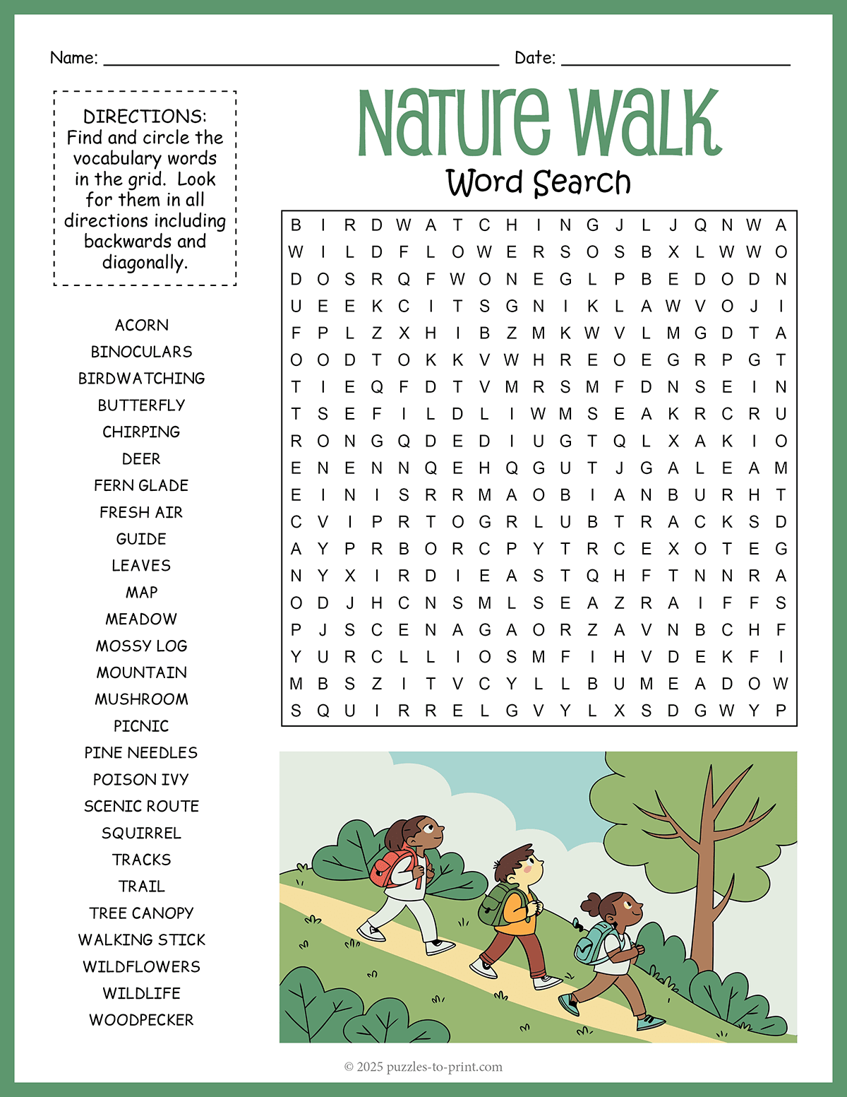 Nature Walk Word Search shtml