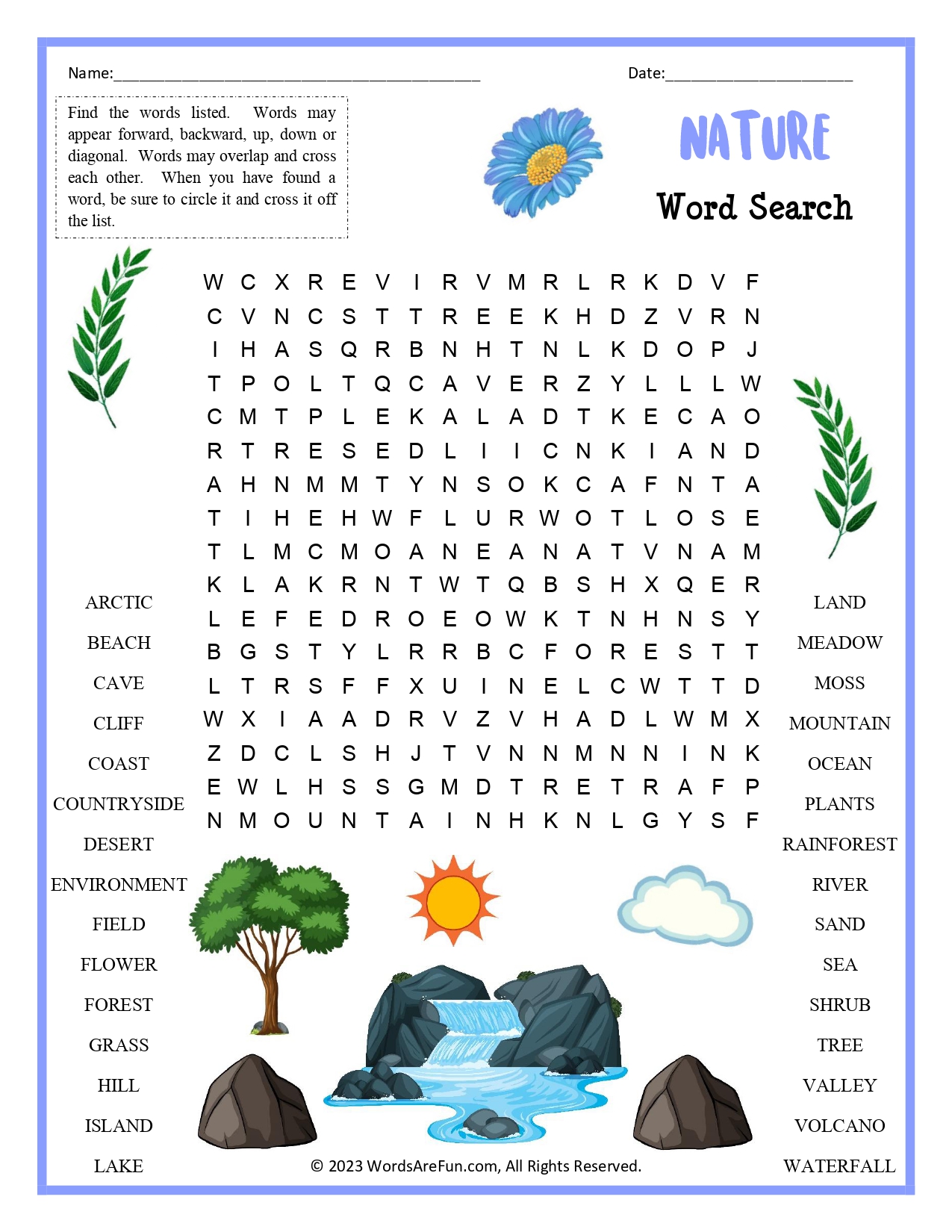 Nature Word Search For Kids Nature Word Search For Kids