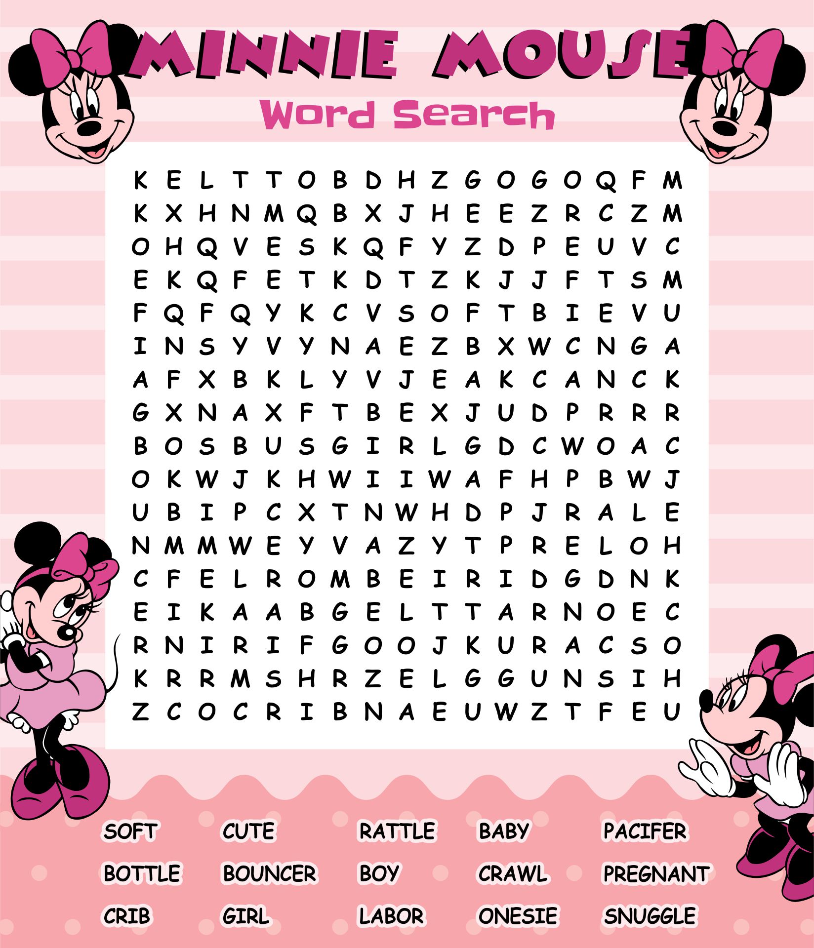 Post Minnie Mouse Word Search Printable 253604