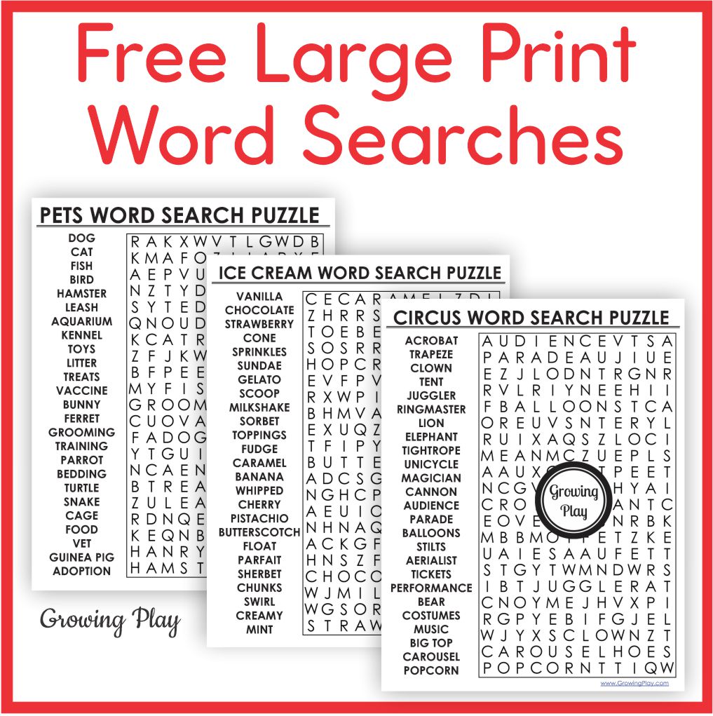 Printable Large Print Word Search Puzzles 2 Printable Large Print Word Search Puzzles 2