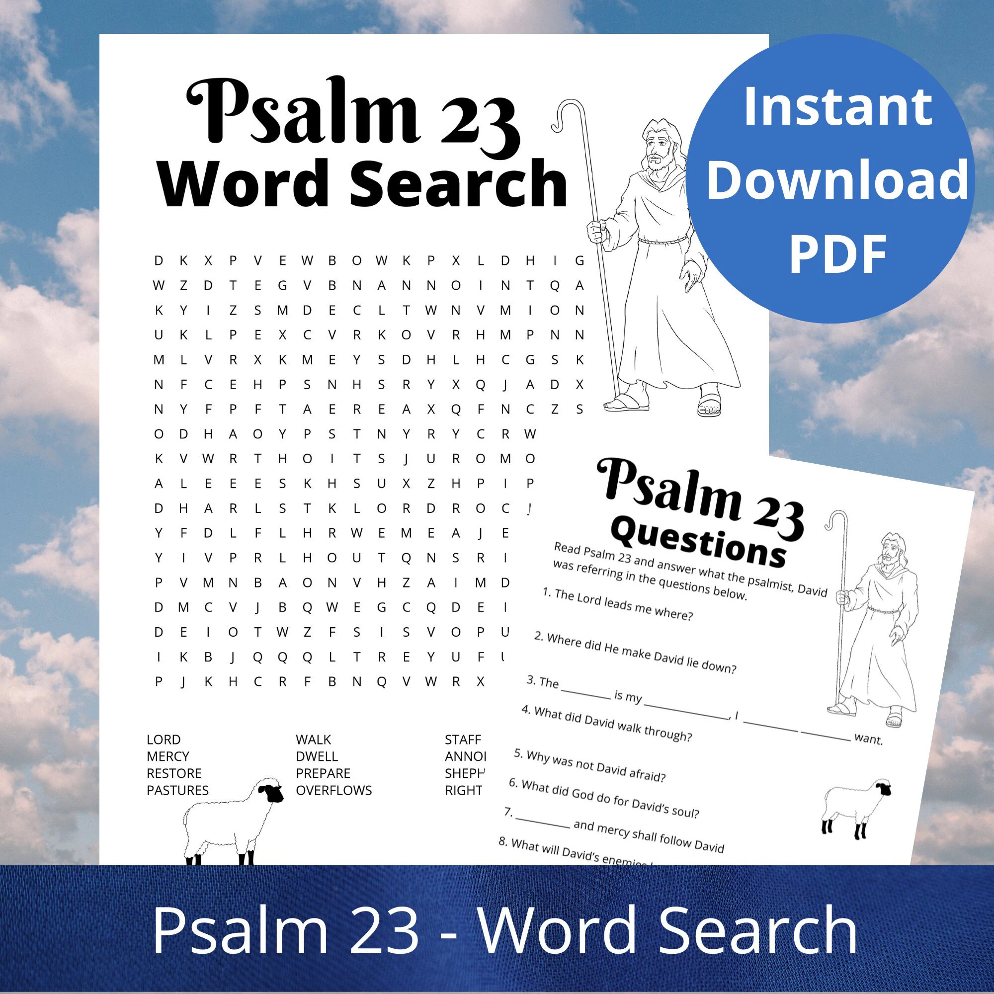 Psalm 23 Word Search The Lord Is My