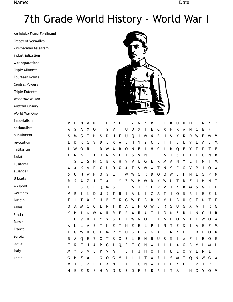 printable word search 7th grade