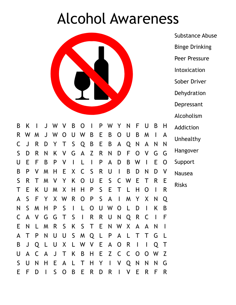 substance use word search printable substance use word search printable