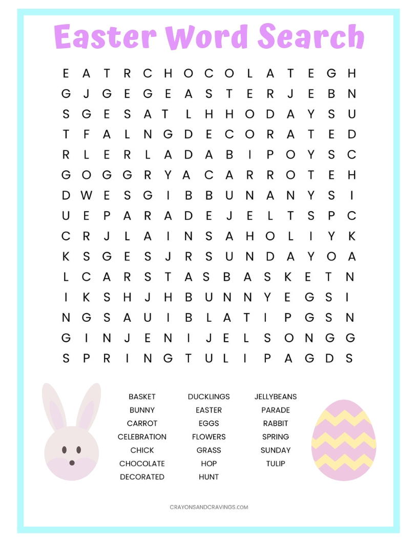 Quick Printable Easter Word Search