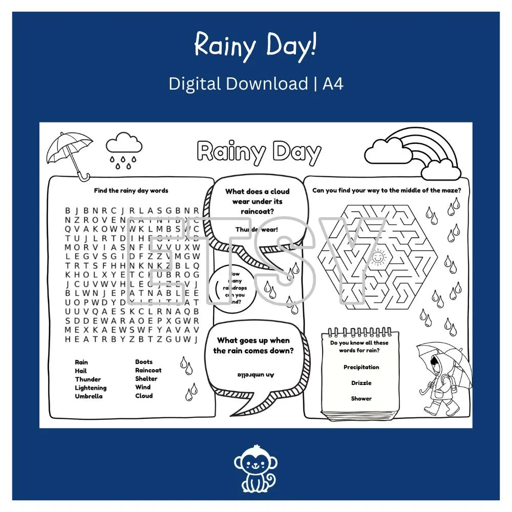 rainy day word search printable