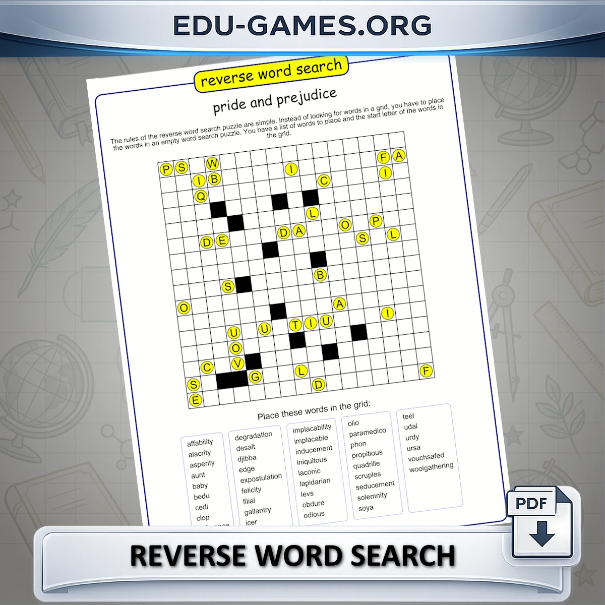 Reverse Word Search Reverse Word Search
