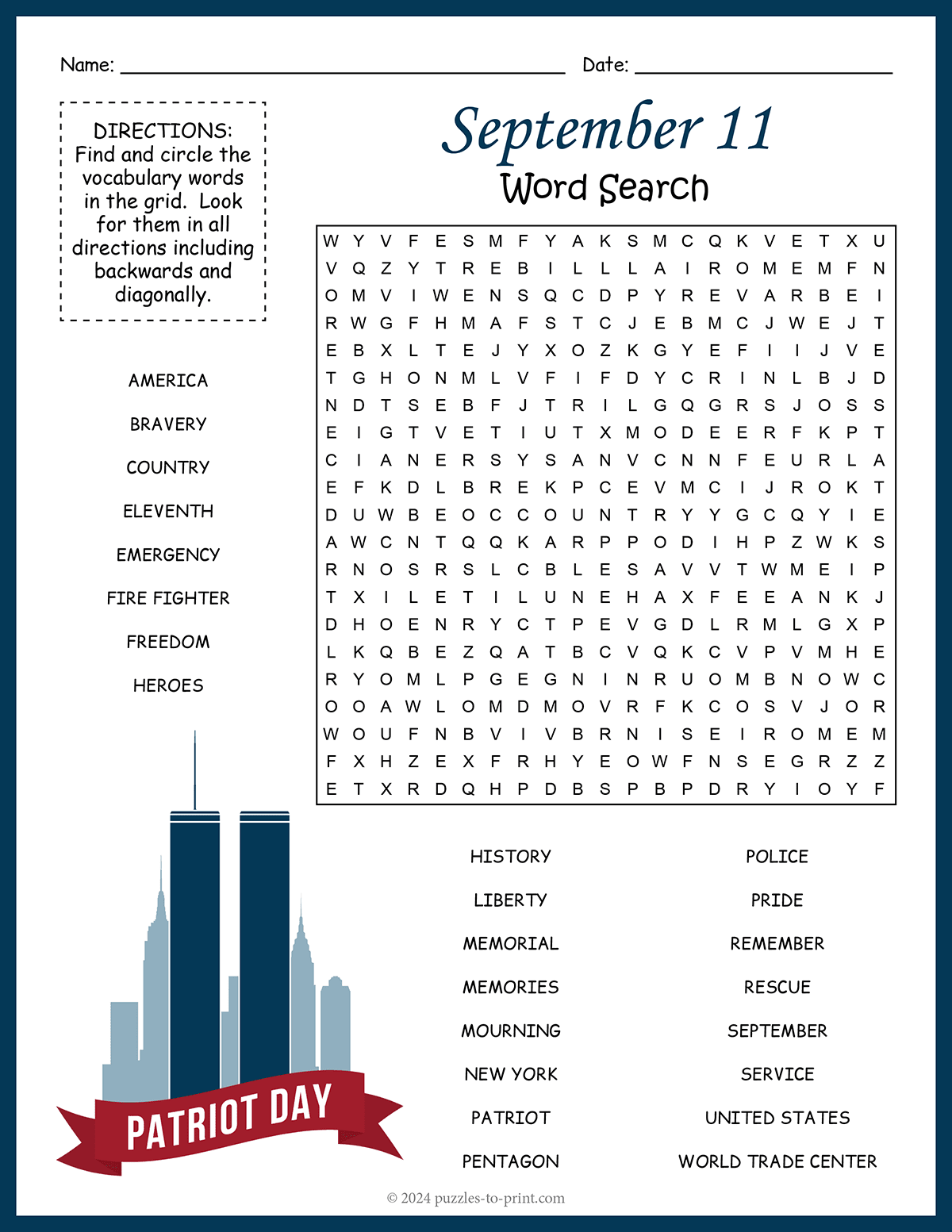 September 11 Word Search shtml September 11 Word Search shtml