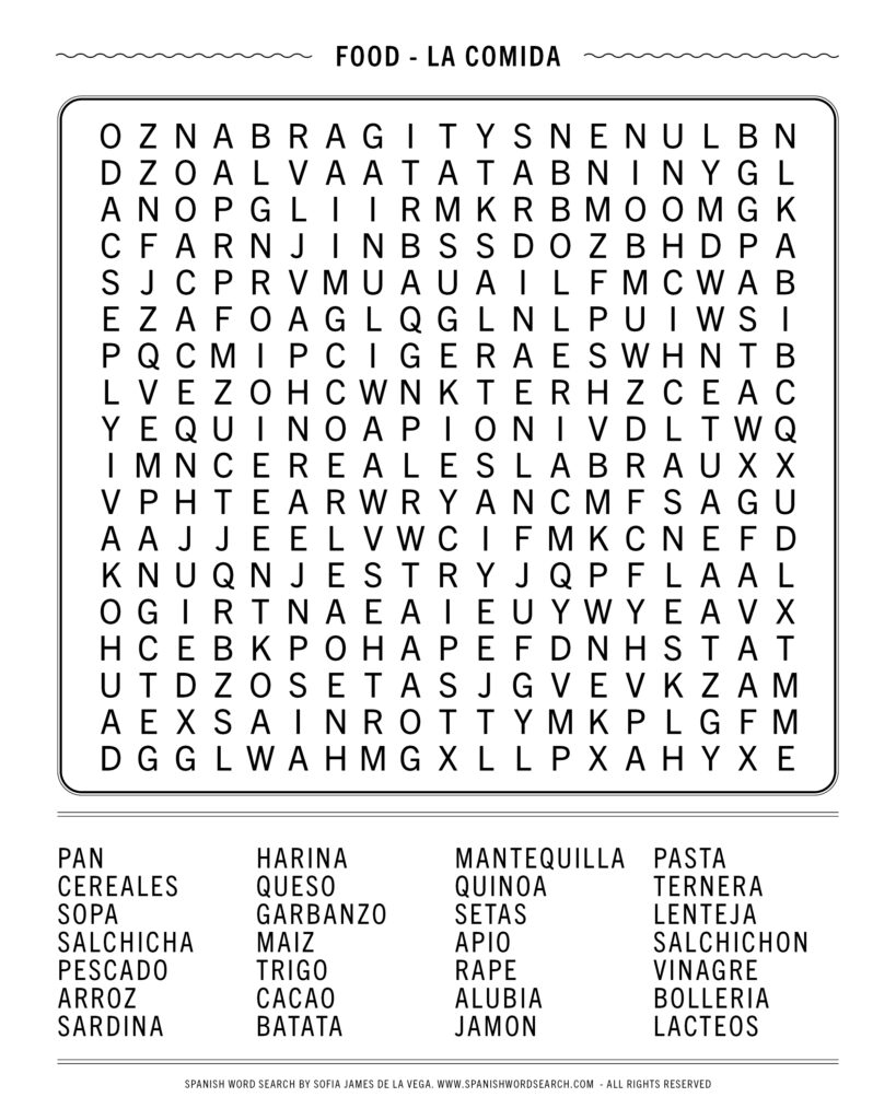 Spanish Numbers Word Search