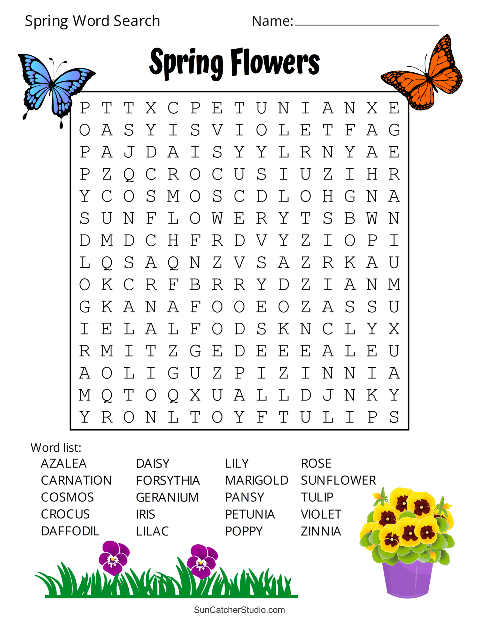 Spring Word Search Spring Word Search