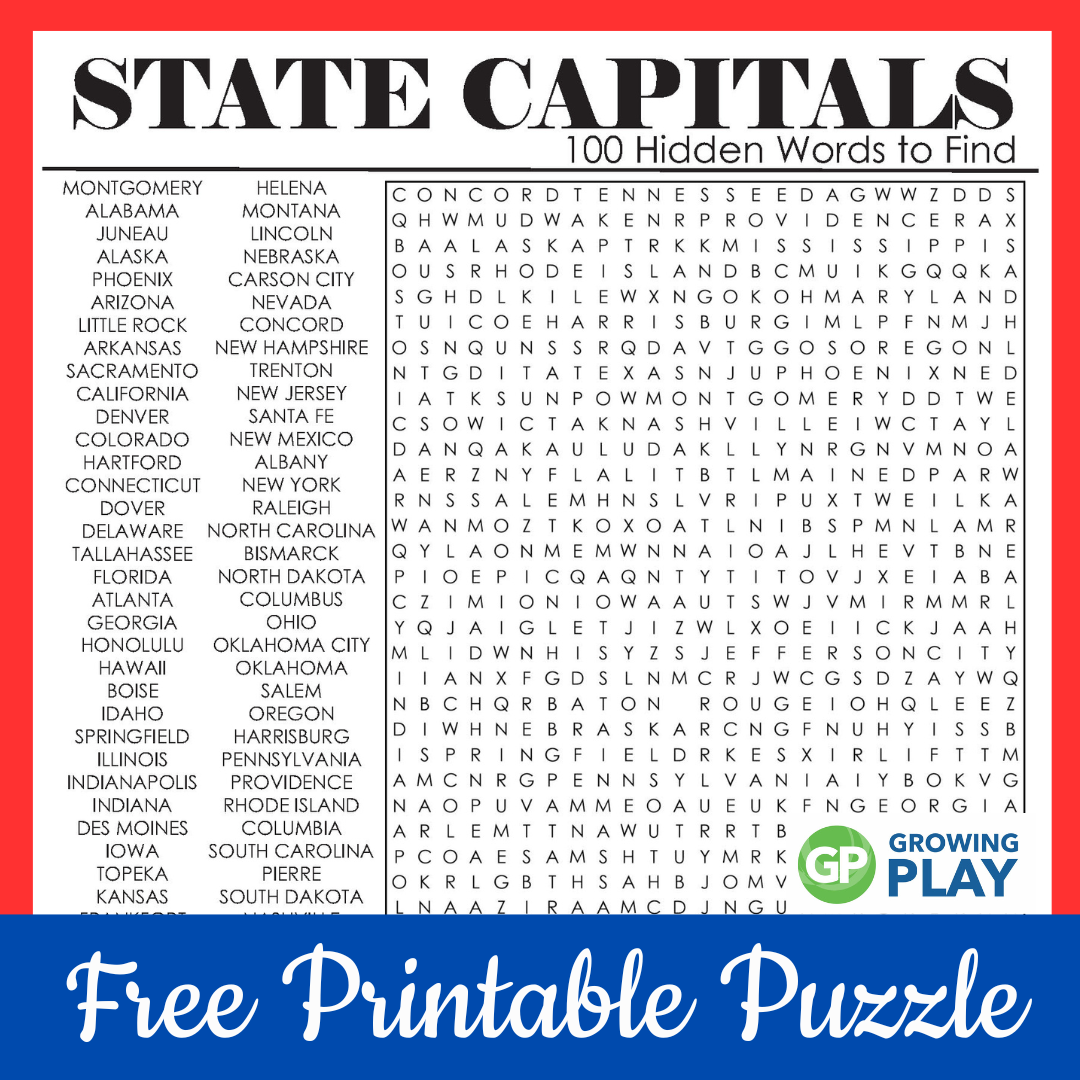 printable 50 states word search