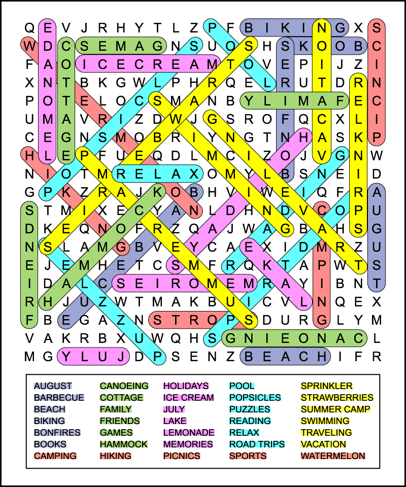 Summer Holidays Word Search