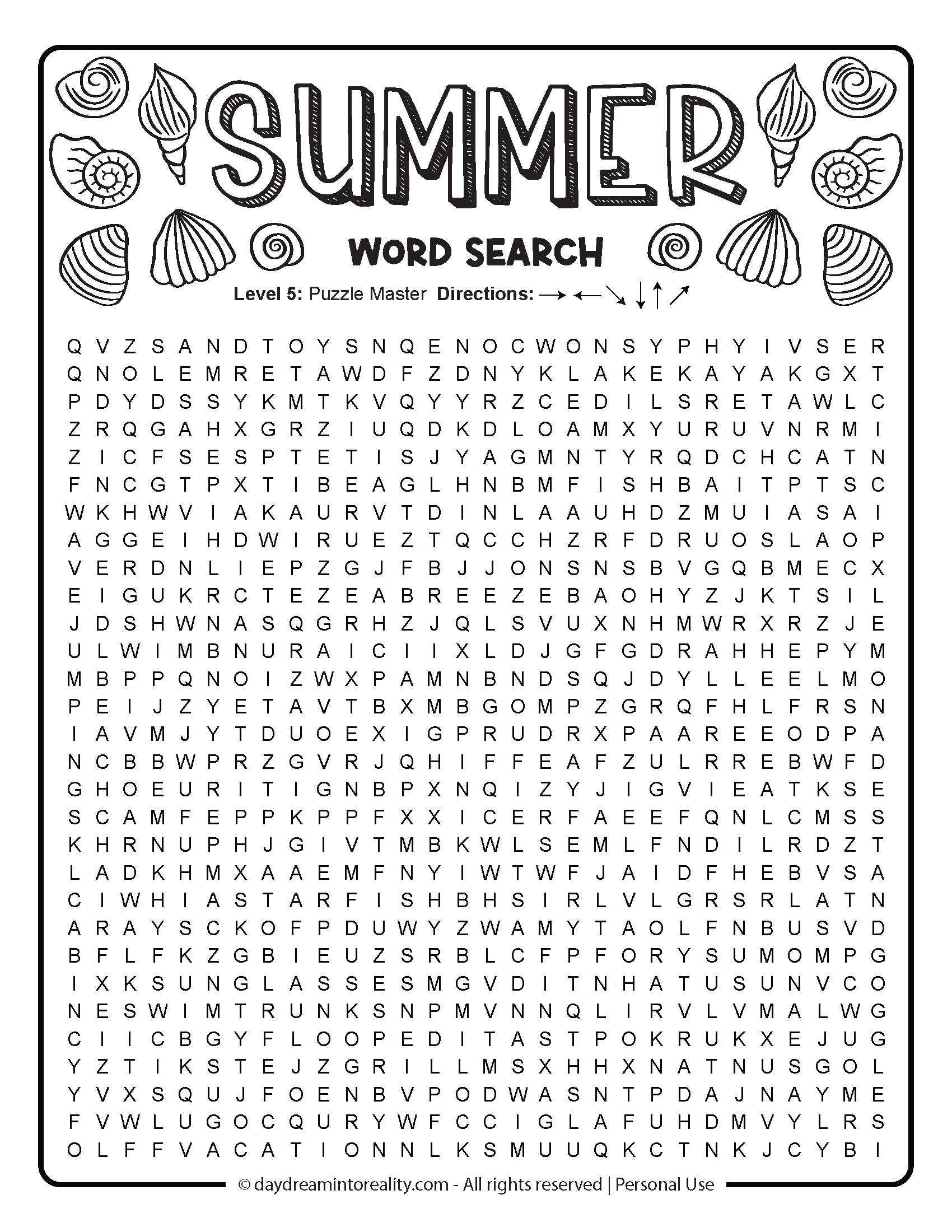 Summer Word Search Summer Word Search