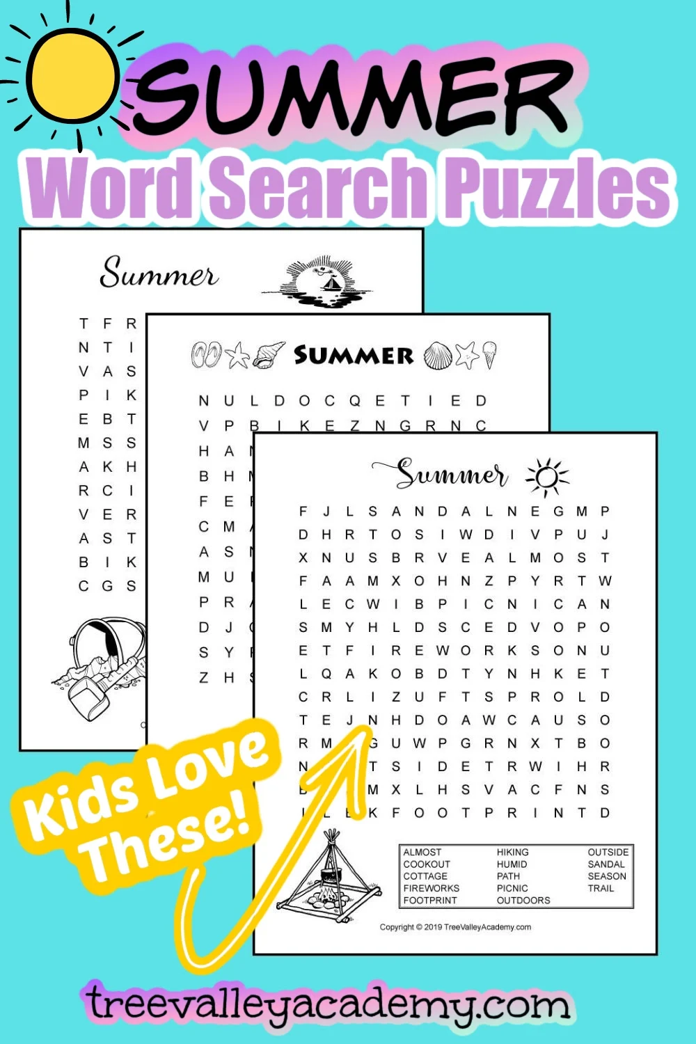 Summer Word Search Puzzles