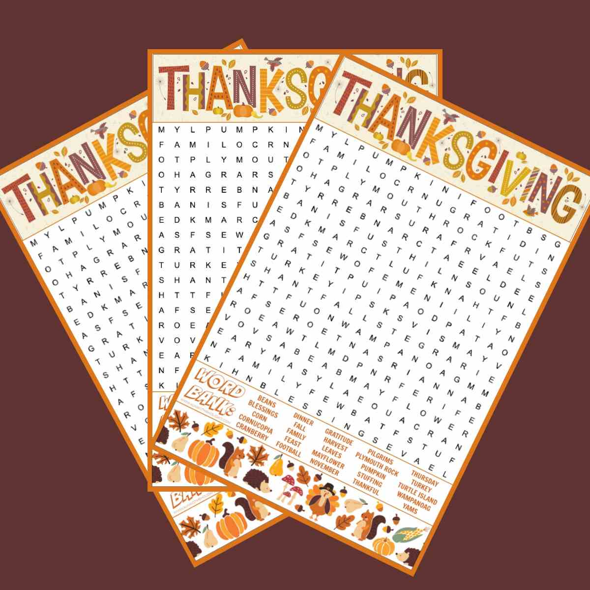 Thanksgiving Word Search Thanksgiving Word Search