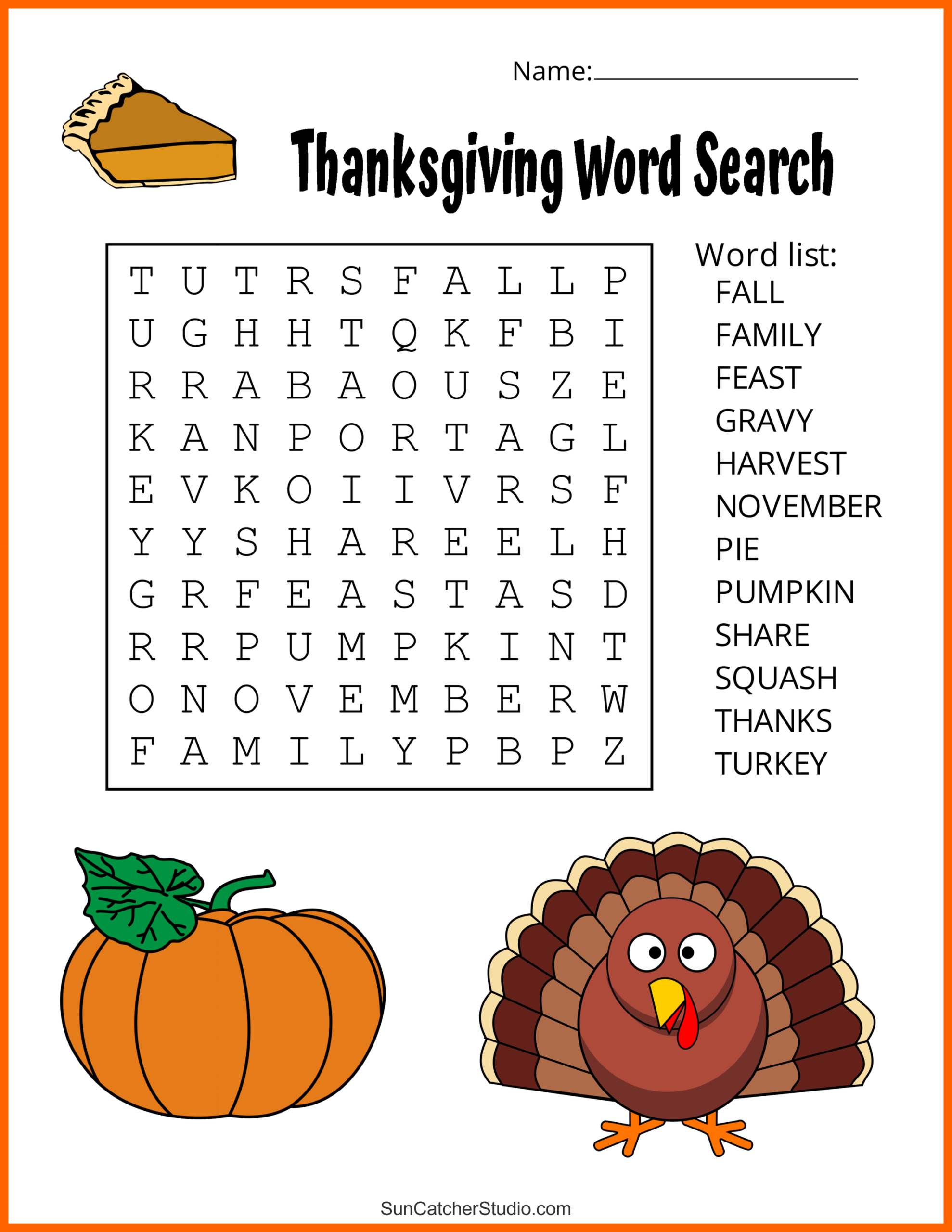 Thanksgiving Word Search Thanksgiving Word Search