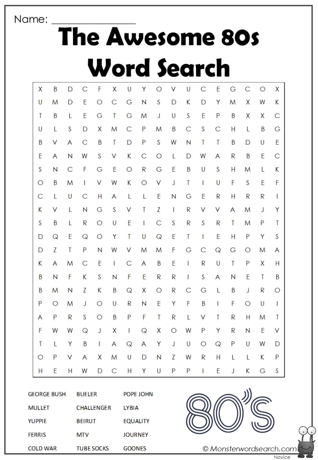 80s word search printable 80s word search printable