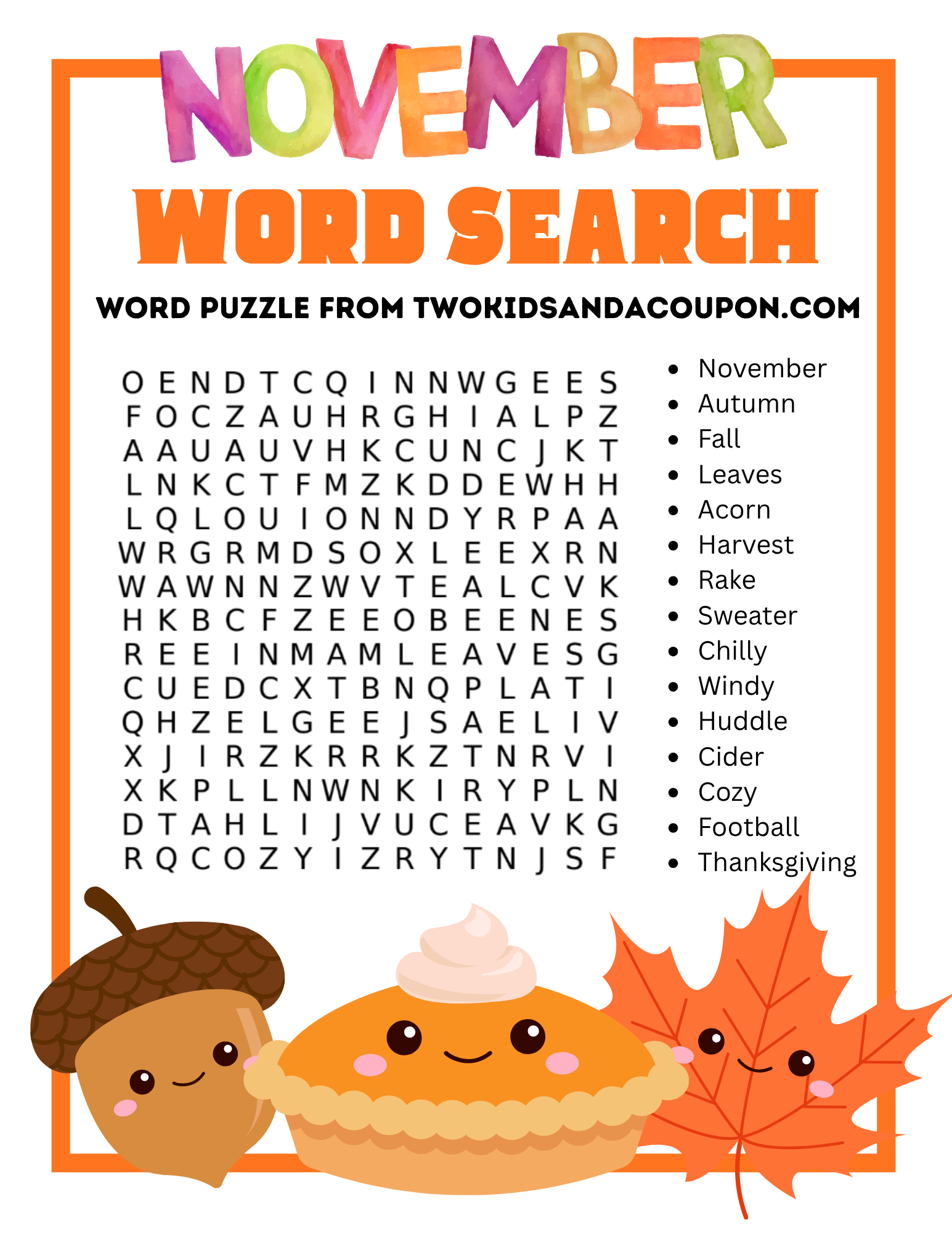 The Ultimate Free Printable November Word Search The Ultimate Free Printable November Word Search