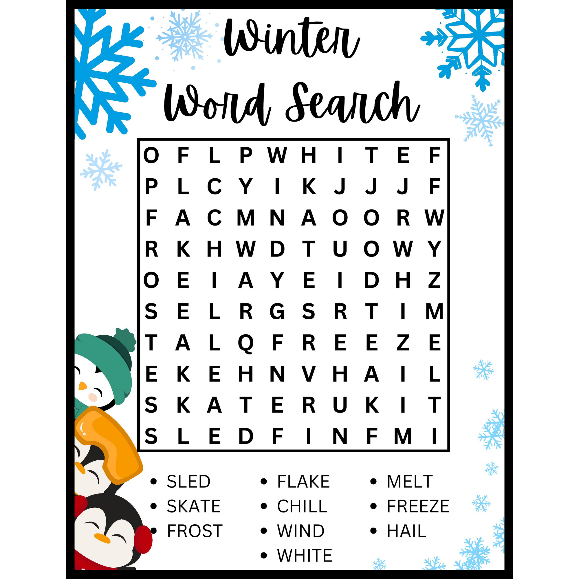 Winter Word Search Worksheet Activity For 1st Grade 2nd Grade Winter Word Search Worksheet Activity For 1st Grade 2nd Grade