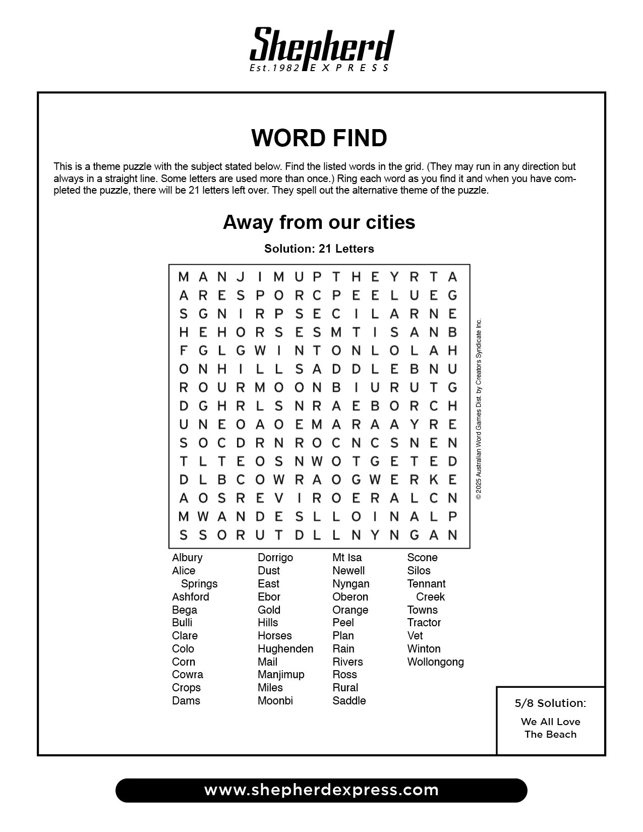 Word Find May 15 2025