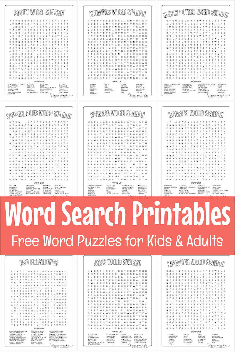 Word Search Printable