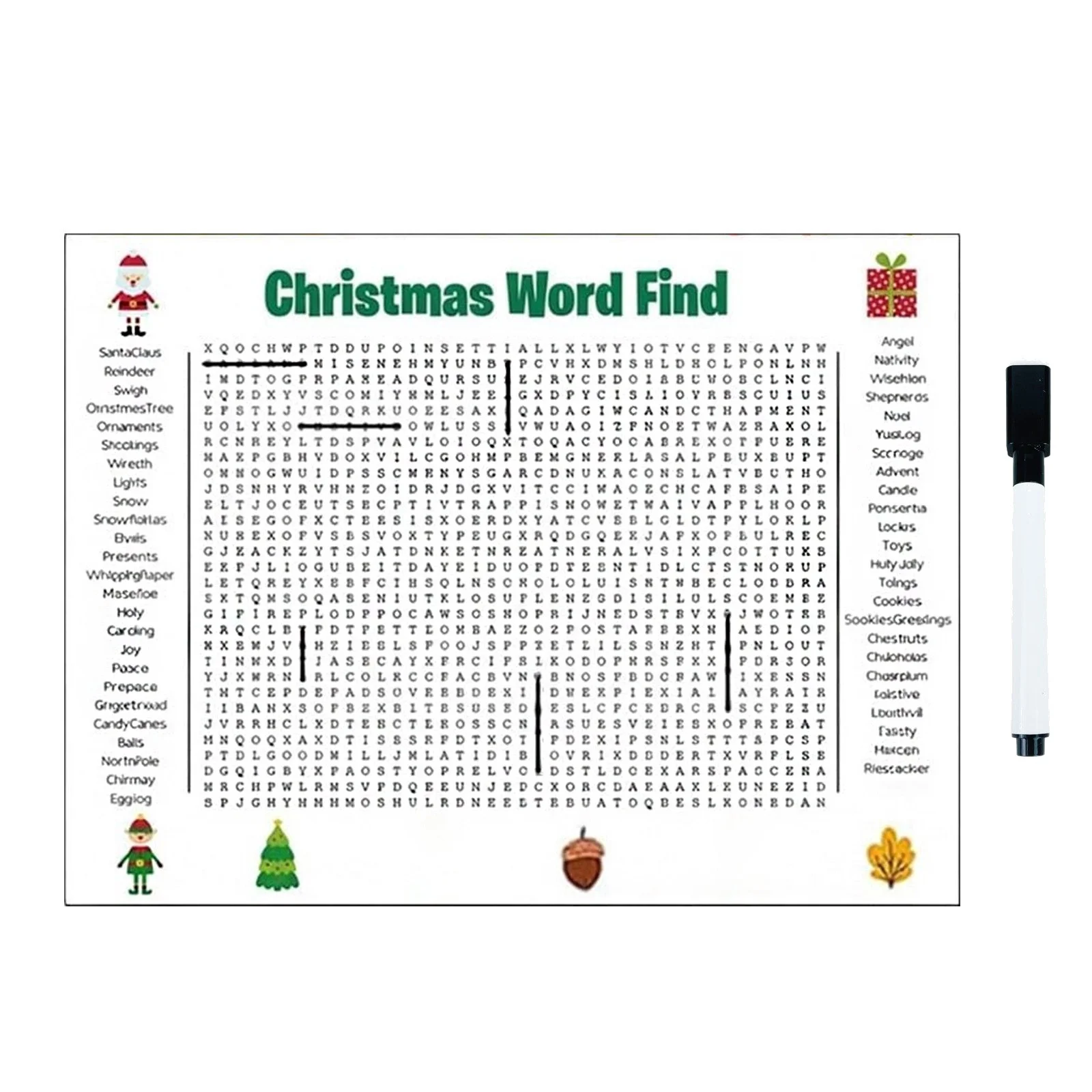 Xmas Word Search Poster Family Christmas Word Wall Game Interactive Holiday Activity Poster With Pen Included White 60x90cm Xmas Word Search Poster Family Christmas Word Wall Game Interactive Holiday Activity Poster With Pen Included White 60x90cm